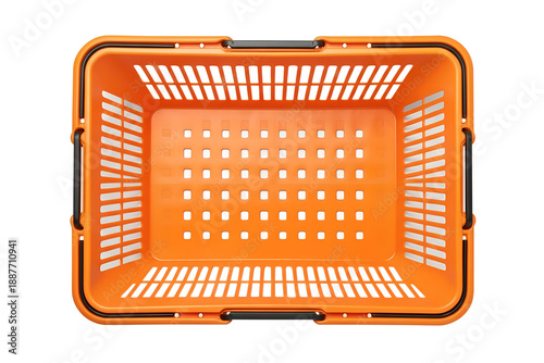 Orange Plastic Shopping Basket – Top-Down Studio Product Photography PNG