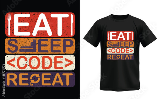 Eat Sleep Code Repeat – Retro Vintage Programmer T-Shirt