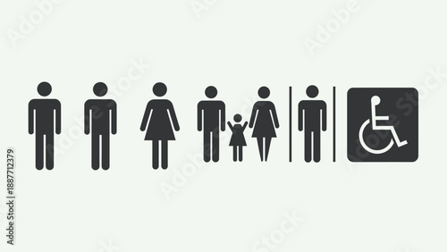 Restroom Signs Pictograms Family Accessible.
