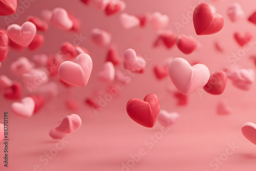 Hearts falling valentines day themed background with romantic motion and soft festive atmosphere