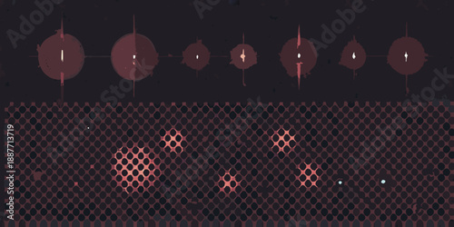 Abstract digital art featuring glowing orbs over a dark textured background