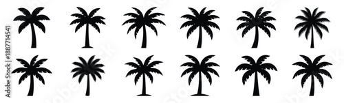 Easter palm outline Silhouette vector icon set. Easter vector icons on white background and Vector illustration.