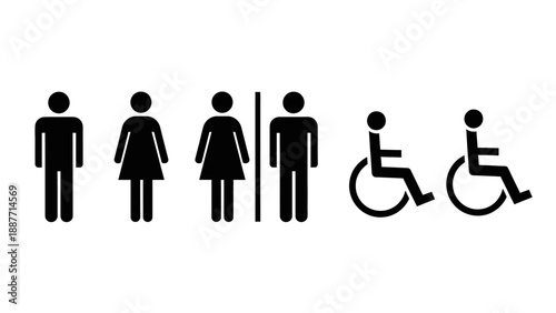 Restroom Signs for Men Women and Disabled Individuals.