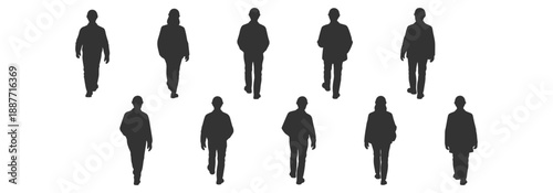 Walking People Back View Top View Minimal Architectural Illustration