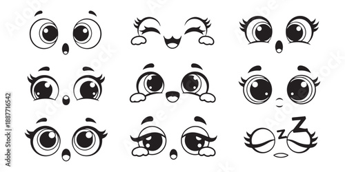 set of black and white eye icons