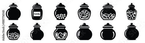 Easter candy jar Silhouette vector icon set. Easter vector icons on white background and Vector illustration.