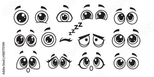 Wset of black and white eye icons