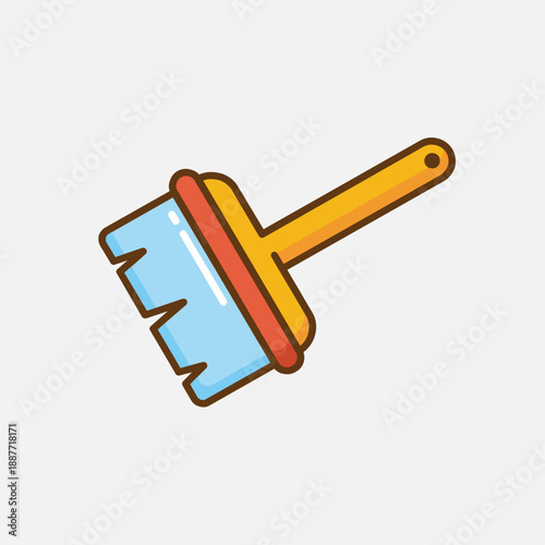 Flat vector illustration of a wide paintbrush. Essential tool for painting, art, decorating, and renovation.