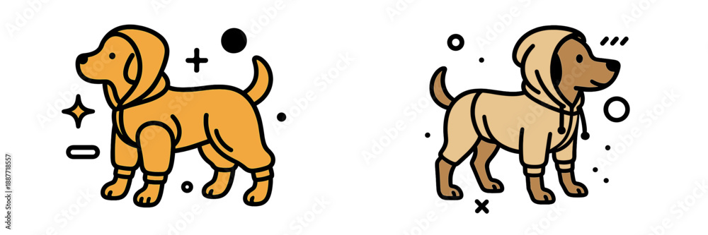 Fototapeta premium Cute dogs wearing hoodies in playful vector illustration design