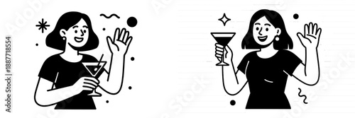 Cheerful woman enjoying cocktails at a festive gathering