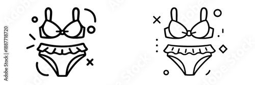 Stylish vector illustrations of women's swimwear and bikini designs