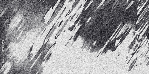 Grayscale abstract background with diagonal dark, elongated shapes and a speckled texture, evoking a sense of organic movement and artistic expression for digital art