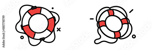 Vector illustration of lifebuoys with red and white colors for safety