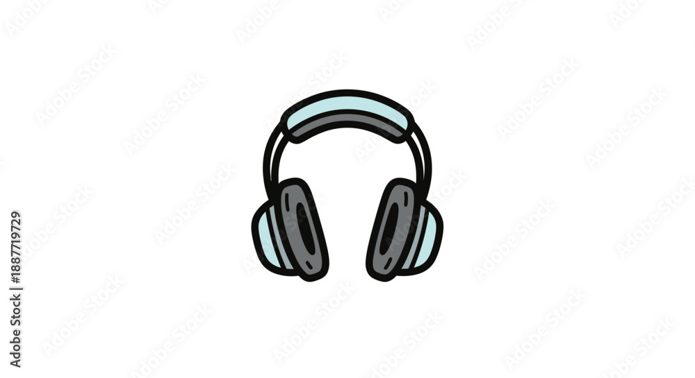 Fototapeta premium Cartoon Headphones for Music Listening Isolated White Background