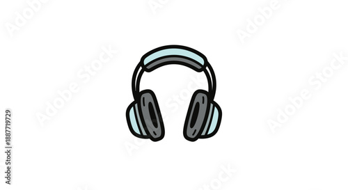 Cartoon Headphones for Music Listening Isolated White Background