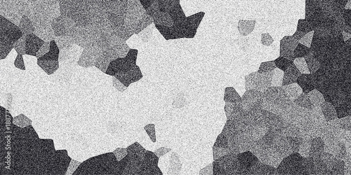 Geometric abstract grayscale background with irregular polygonal shapes and a consistent grainy texture creating a modern, textured visual
