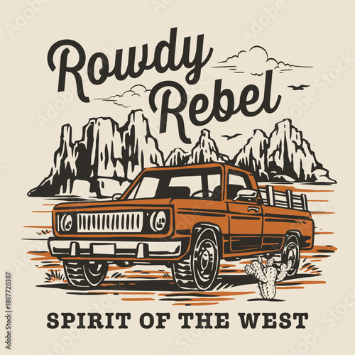 Wild west truck on rocky road