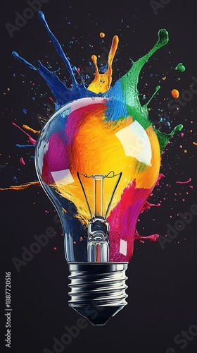 Wallpaper Mural Colorful Paint Light Bulb Creativity Abstract Innovation Think Differently Marketing Torontodigital.ca