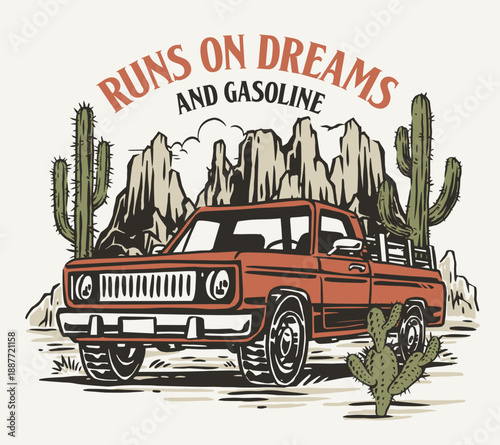 Cowboy truck in the desert