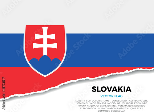 Flag of Slovakia. Creative Torn Paper Edge Effect on transparent background