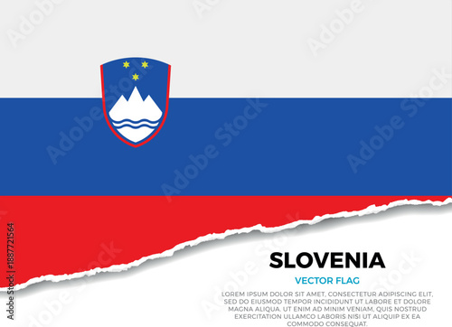 Flag of Slovenia. Creative Torn Paper Edge Effect on transparent background