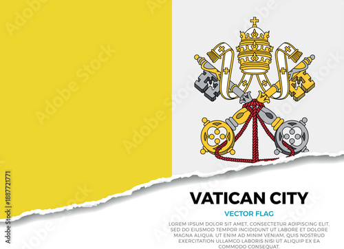 Flag of Vatican City. Creative Torn Paper Edge Effect on transparent background