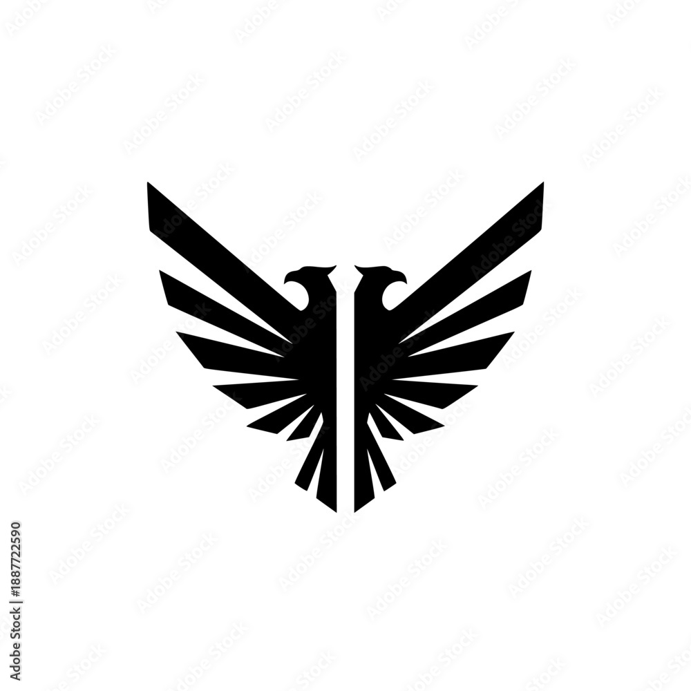 Obraz premium Powerful abstract eagle wings logo in black vector style