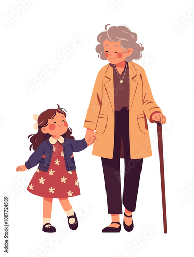 A little girl walking with her granny - a loving relationship across generations