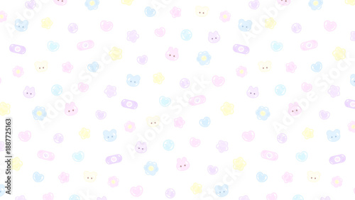 ぷっくりかわいいイラストパターン♪PNG
