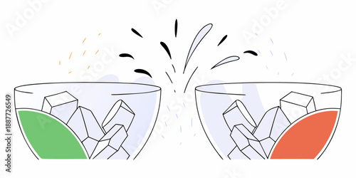 Принти на полотні Abstract bowls with geometric shapes
