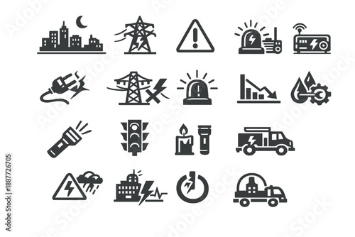 Energy, Infrastructure and Emergency Line Icons