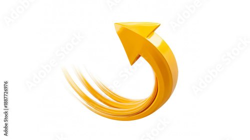 Dynamic glossy golden yellow arrow showing upward flow and continuous movement
