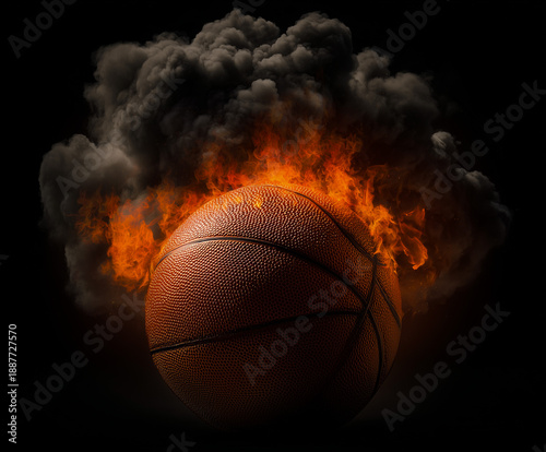 Basketball on fire backdrop 