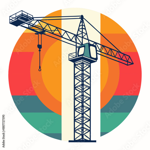 Construction crane at sunset