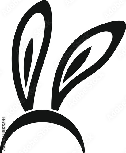 Bunny ears headband in black outline, symbolizing easter and playful costume parties