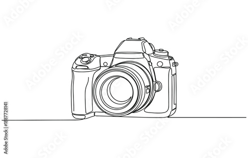 Continuous one line drawing of film Digital camera.
