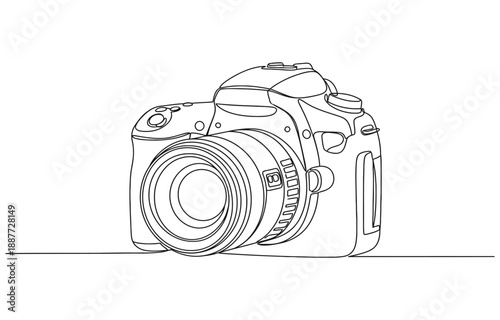 Continuous one line drawing of film Digital camera.