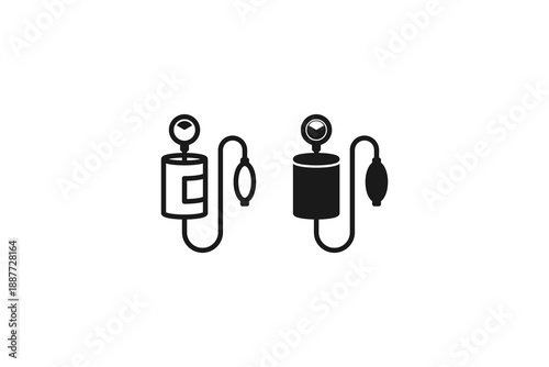 outline and solid icon of blood pressure test tool