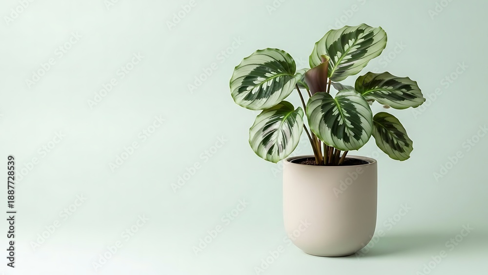 Fototapeta premium Calathea Orbifolia ornamental plant in a pot