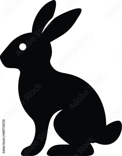Minimalist black rabbit silhouette icon simple vector graphic for animal-themed designs logos or web elements