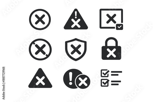 Error, Warning and Access Restriction User Interface Icons Set