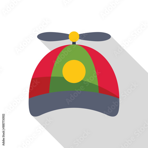 Colorful propeller hat displaying a playful design with a long shadow