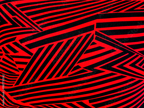 Fotografie Graphic background of random slanted zig zag red and black lines with futuristic vibes