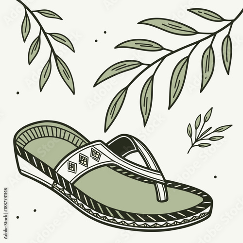 Stylish flip flop with nature elements