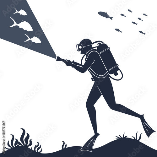 Scuba diver collecting fish