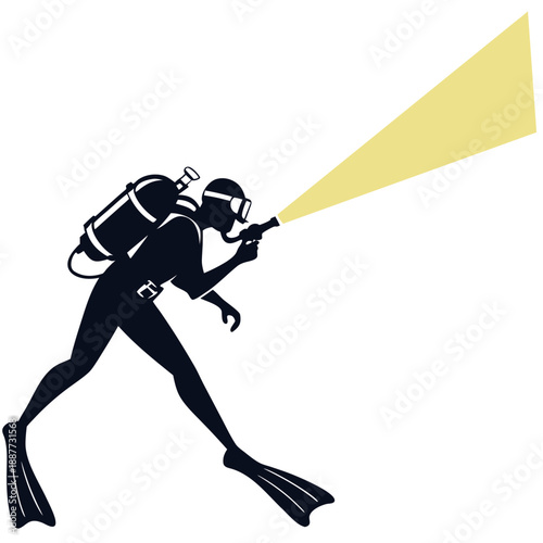 Scuba diver with flashlight