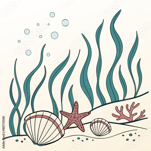 Underwater seascape illustration