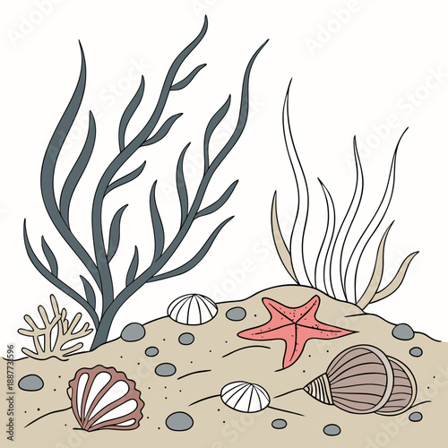 Underwater seascape with coral and marine life