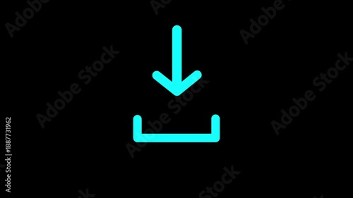 Cyan color download button icon.
