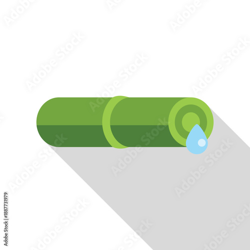 Sugarcane stalk dripping a water drop, representing natural sweet juice or sap